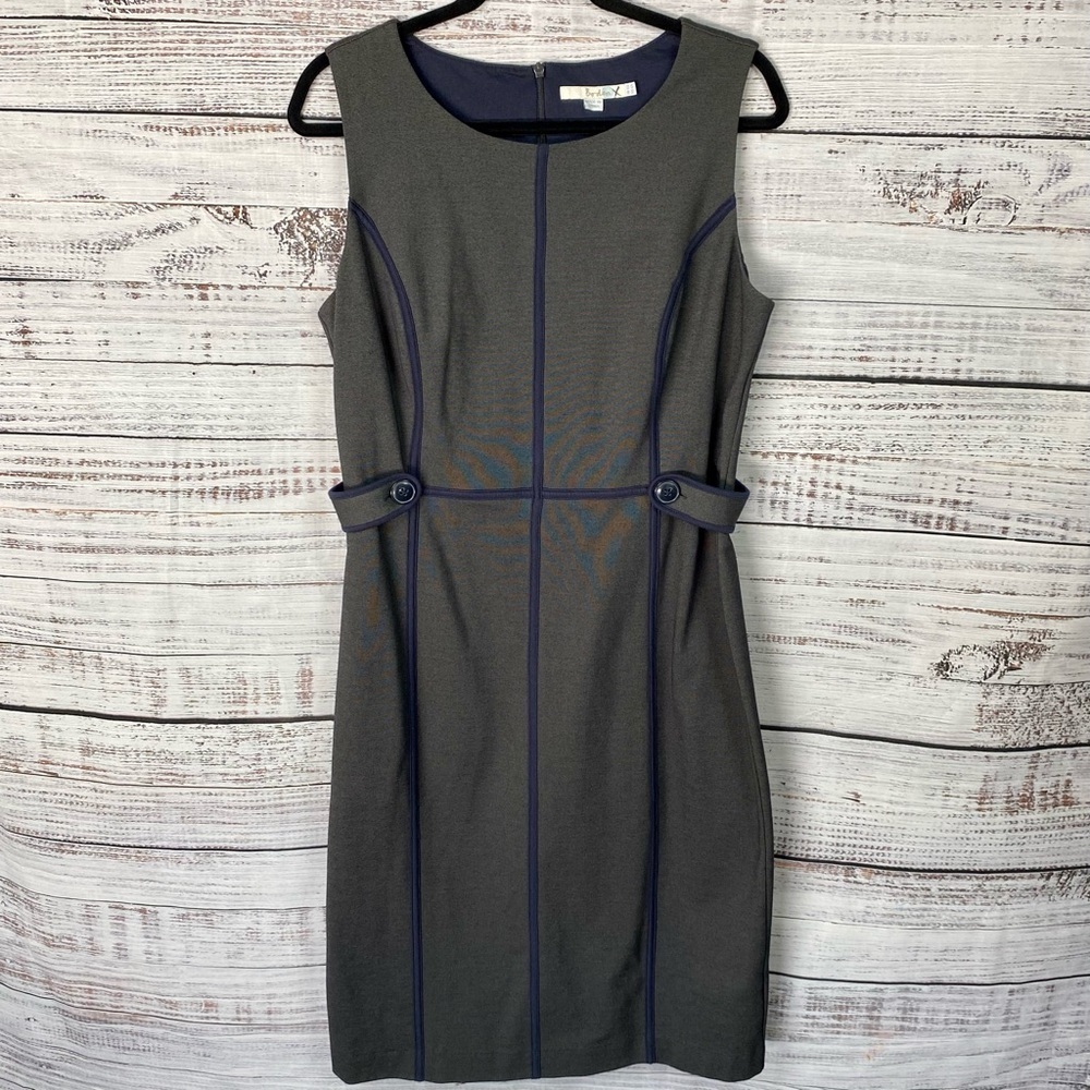 BODEN Gray Contrast Banding Sheath Dress 12 Long
